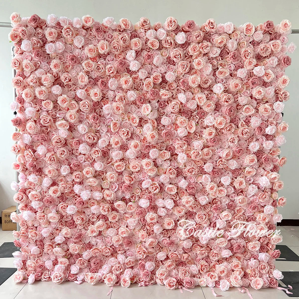 O-W045 Customs 3D 5D Roll up Slik Rose Backdrop Hanging Curtain Flower Wall Fabric Wedding Stage Background Decoration
