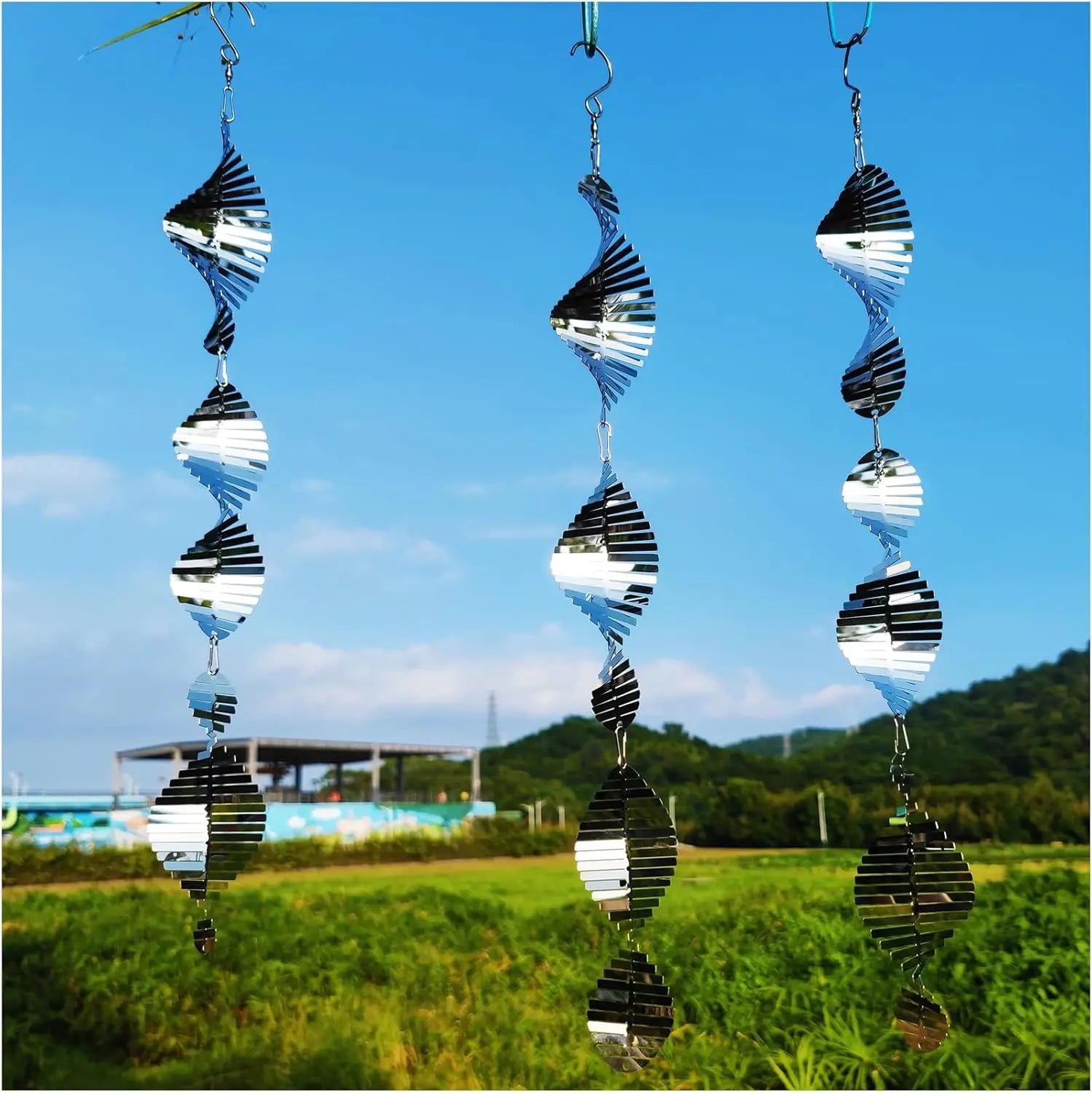 P105 Outdoor Garden Yard Decor Reflective Bird Devices Wind Spinners Deterrents Bird Reflectors to Keep Birds Away Metal 59CM