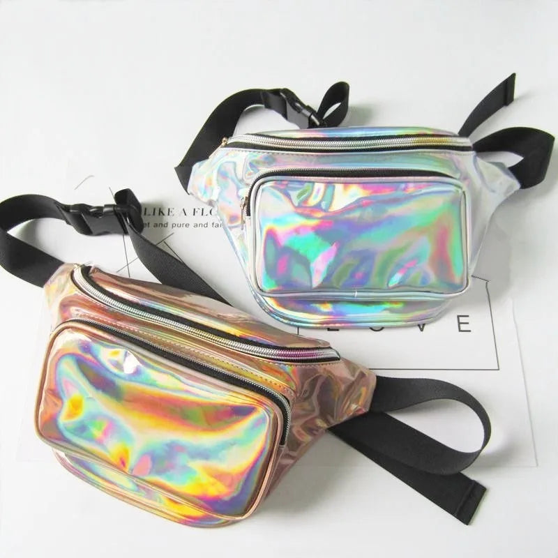 Ultra-Light Laser PU Waterproof Women Waist Bag Crossbody Chest Bag Outdoor Sport Customizable Fanny Pack Accessory