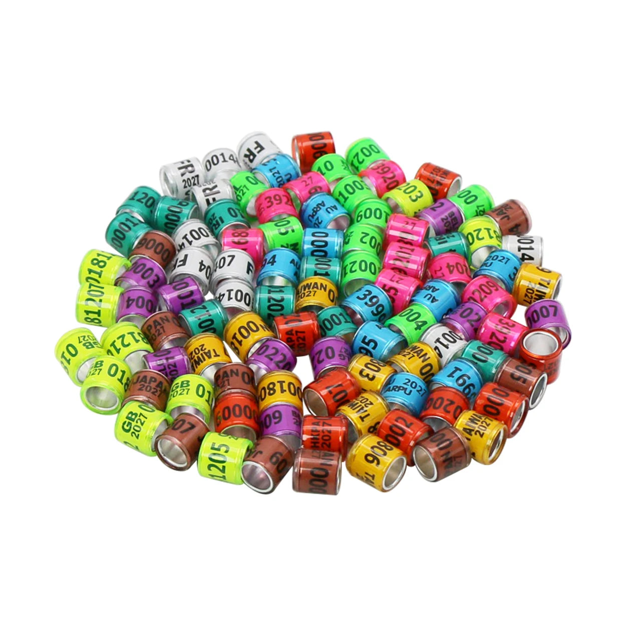 2027 8mm Aluminum Plastic Multi-color Birds Ring for Canary Leg Bands Bird Pigeon Digital Foot Rings