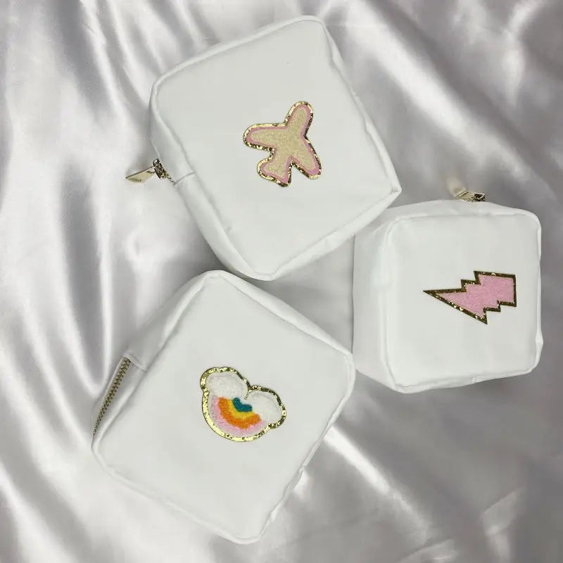 Stock S M L XL Ice Blue Nylon Pouch Bag Multi Colors Gift Wedding Bridesmaid Cosmetic Bag for Girls Women Large Makeup Bag
