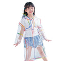 Children's Waterproof Long Raincoat with Thickened EVA Transparent Edging Fashionable for Girls for Student Hiking Rainy Days