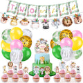 Flower Jungle Theme Party Set Birthday Banner Cake Topper Balloon Bohemian Style Party Decoration