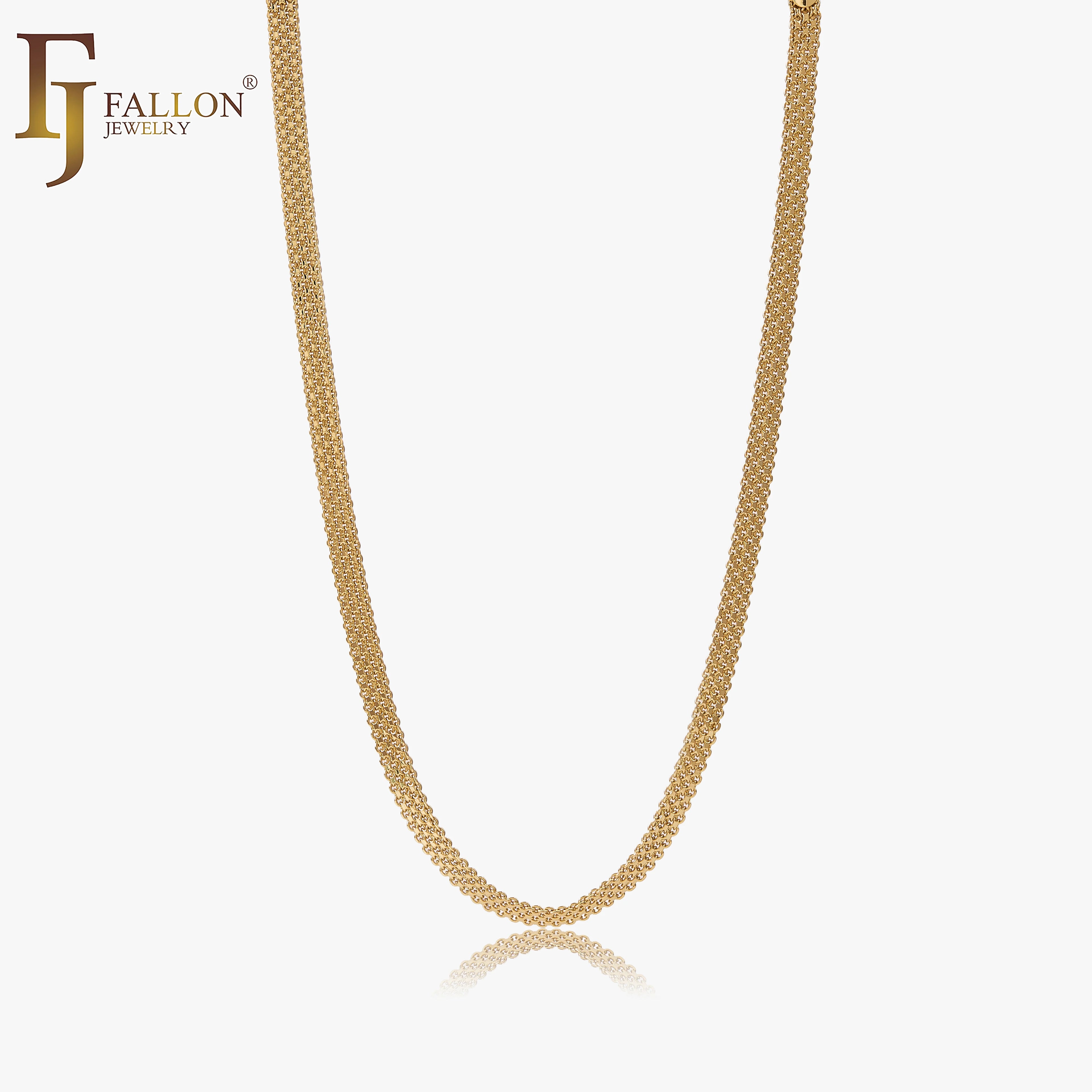 FJ Fallon Jewelry Wholesale Brass 14K Gold Plated Bismarck Chain Necklace for Women Elegant Refined Daily Factory Supplier