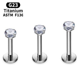 Wholesale F136 Titanium Piercing Stud Earrings 2-4mm Zircon Labret Internal Thread 16G Lip Nail Ear Tragus Body Piercing Jewelry
