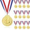 Flat Round Golden Platinum and Red Copper Award Medals with Neck Ribbon Sports Winner With Packing Lanyard