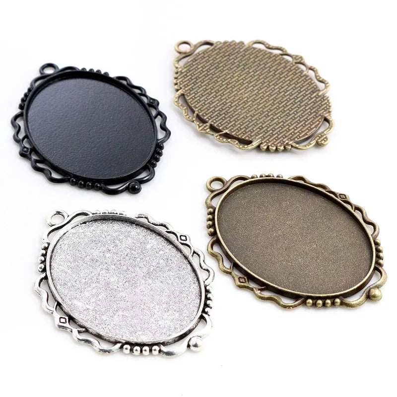 30x40mm Inner Size Vintage Pendant Blank Cabochon Base Setting Charms DIY Necklace Pendant Bezel Trays Jewelry Supplies