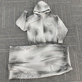 OEM Custom Acid Wash Heavyweight Zip-Up Hoodie and Sweatpants Set Distressed Applique Patch Streetwear Tracksuit for Men