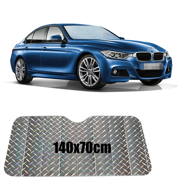 Factory Price 140x70CM Laser Car Sunshade UV Protection Curtain Car Sun Shade Film Windshield Visor Front Windshield Cover