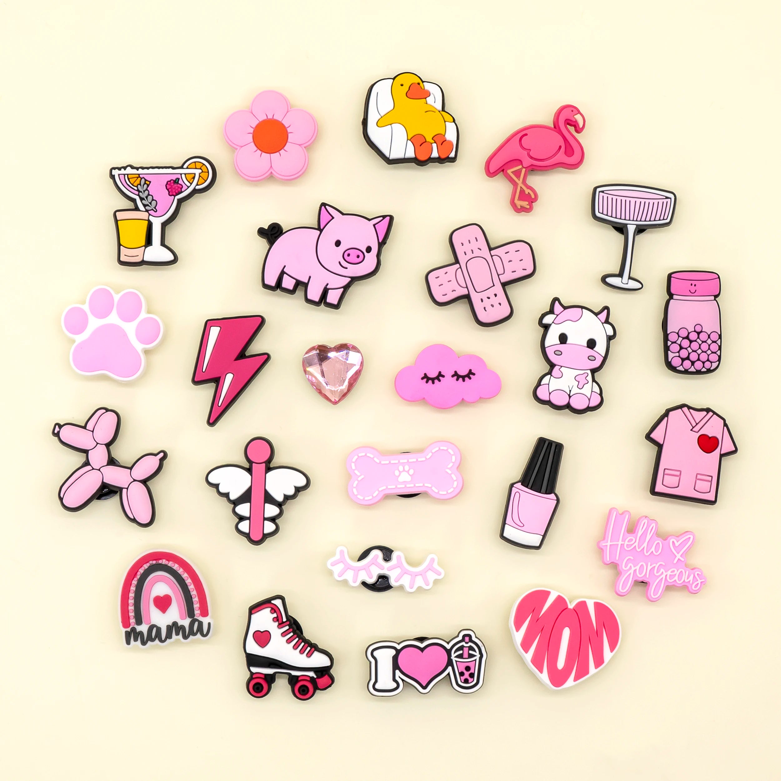 Fashion New Crystal Pink Girl Flower Shoe Charm Wholesale Replace Accessories Cute Custom Rubber Clogs Shoe Charm Sneakers Bulk