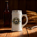 Topjlh Premium 22oz Ceramic Stein - Sublimation Ready Beer Mug with Gold Trim Ergonomic Handle Custom Designs