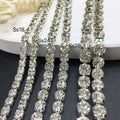 SINRONG 4mm/5mm/6mm Iron Silver White Sewing Flatback Drill Chain Glass Material With Rhinestone Inlay Technique