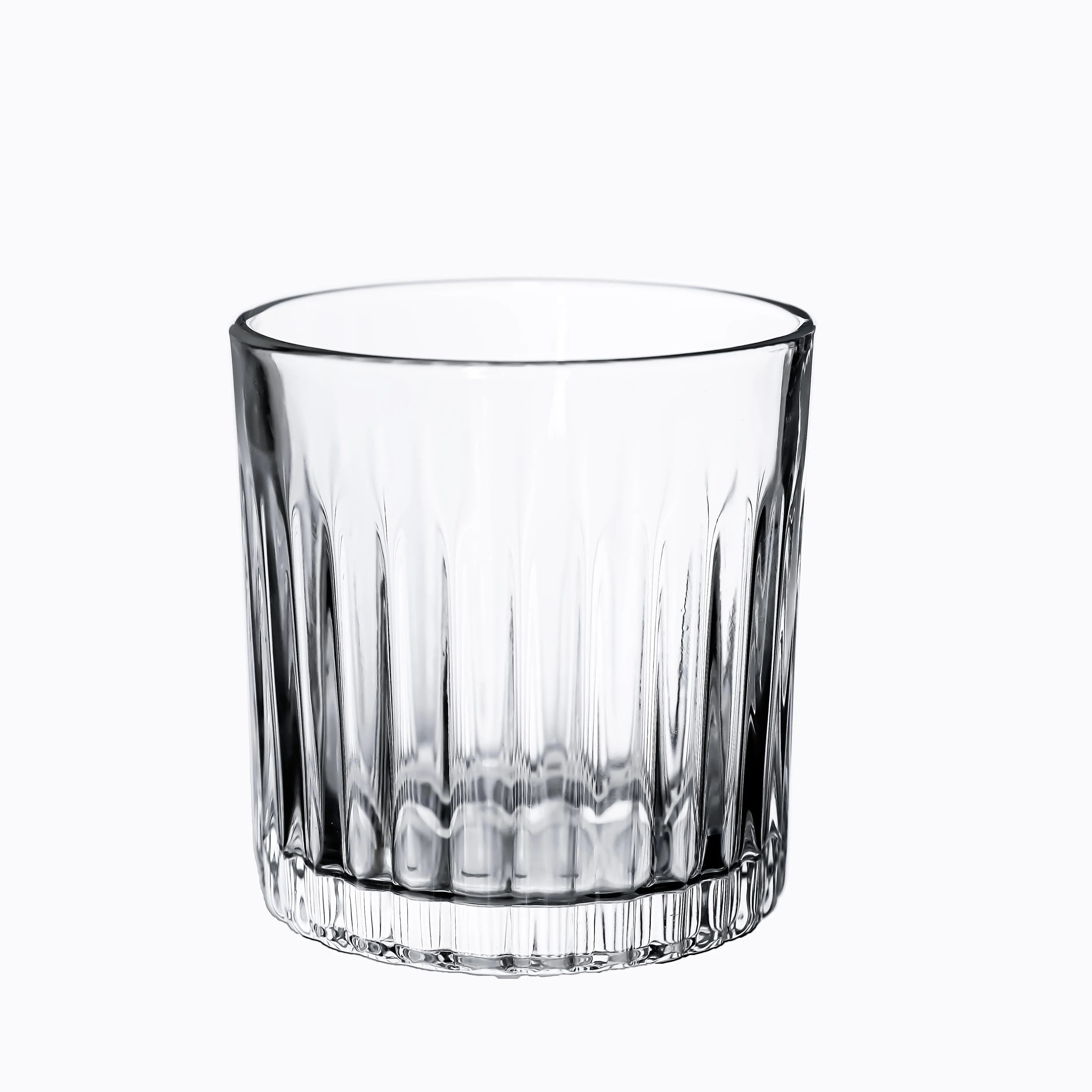 Wholesale Overseas Hot Selling Luxury Crystal Ribbed Old Fashioned Whiskey Glasses for Party Clear 295ml Capacity American Style