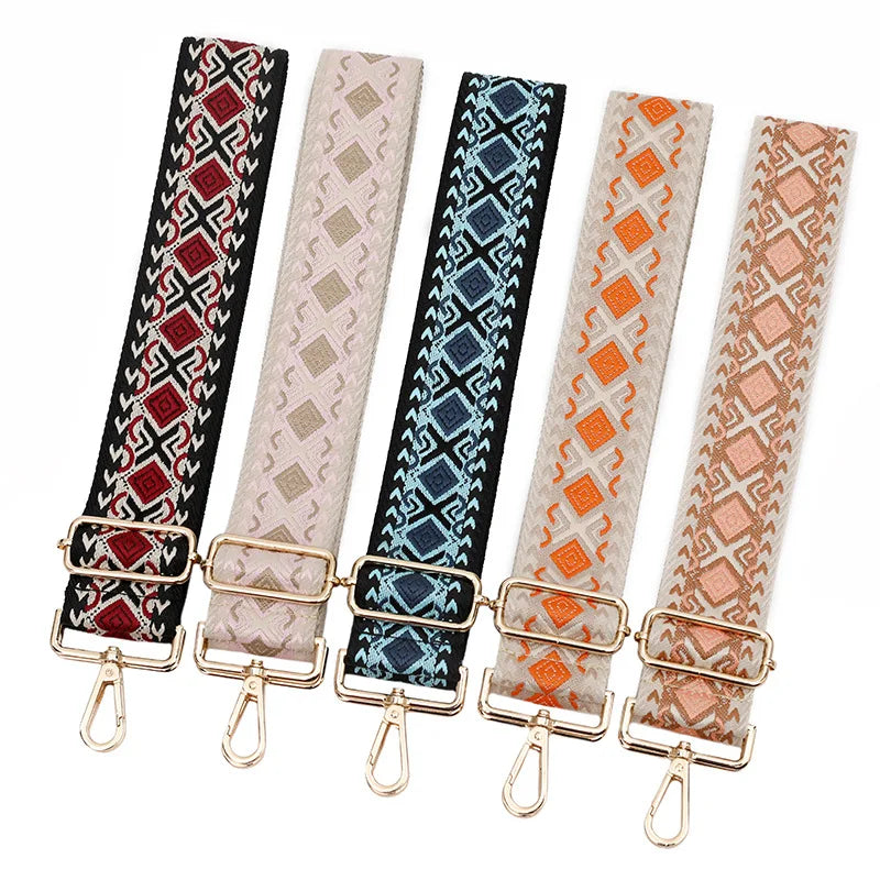 Meetee B-J2116 5cm*80-130cm Colorful DIY Bag Accessories Rhombus Shoulder Strap Crossbody Adjustable Replacement Bag Belt Strap