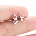 Cute Non Tarnish Silver 18K Gold Plated Stainless Steel Cat Stud Earring for Women