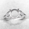 Sterling Silver 8*8mm Semi Mount Ring Empty Frame Blank Support Claw Setting S925 Base Holder Without Center Stone for DIY Inlay