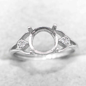 Sterling Silver 8*8mm Semi Mount Ring Empty Frame Blank Support Claw Setting S925 Base Holder Without Center Stone for DIY Inlay