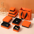 Cheap Orange Cardboard Display Boxes for Jewelry Small Earrings & Brooch Packaging with Pink Lid Gift & Necklace Storage