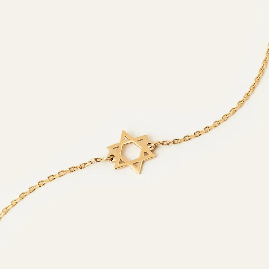 Stainless Steel Tarnish Free Custom Magen Star Jewelry Jewish Star Charm Bracelet 18K Gold Star of David Bracelet for Women