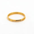 Fenny 18K Gold Plated Stylish Versatile Super Fine 10 Black & White Zirconia Fold Wear Stainless Steel Ring for Women
