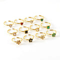 Wholesale Fashion Colorful Stainless Steel Ring Square Heart Shaped Flower Design 18K Rings for Women