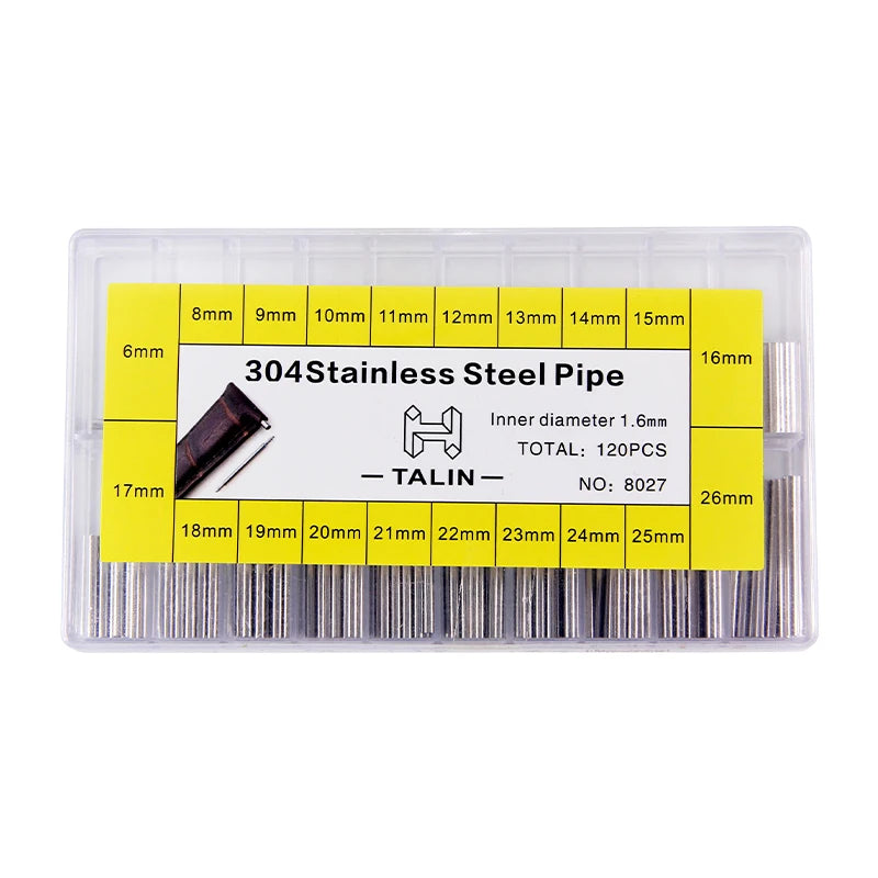 Watch Leather Strap Tube 304 Stainless Steel Pipes 6mm-26mm Metal Watch Band Accessories 120pcs/box for 1.5mm Dia Spring Bar