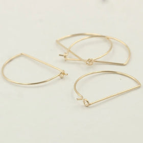 Fashion Real 14K Gold Filled GF D-Shaped Ear Wire Arch Beading Earring Hoop for Women Jewelry Findings Making