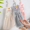 Soft Cute Coral Velvet Embroidered Pig Towel Korean Style Hand Handkerchief for Household Wall Mounted Kitchen Supplies