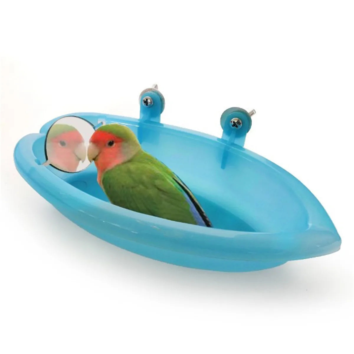 Bird Water Shower Bath Tub for Pet Bird Cockatiel Cage Hanging Bowl Parrots Parakeet Birdbath With Mirror