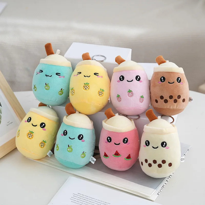 New 4-inch Pearl Milk Tea Cup Mini Boba Plush Toy Doll Bag Accessories Keychain Milk Tae Shop Small Gift