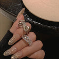 Zircon Super Flash Shiny Row Butterfly Opening Diamond Ring for Women Silver Plated Copper Zircon Luxury Index Ring