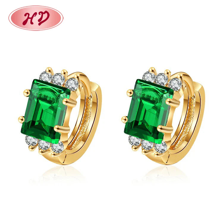 Mum Jewelry Wholesale 18k Laminated Gold Plated Womens Cubic Zirconia Big Diamond Small Huggie Hoop Earring
