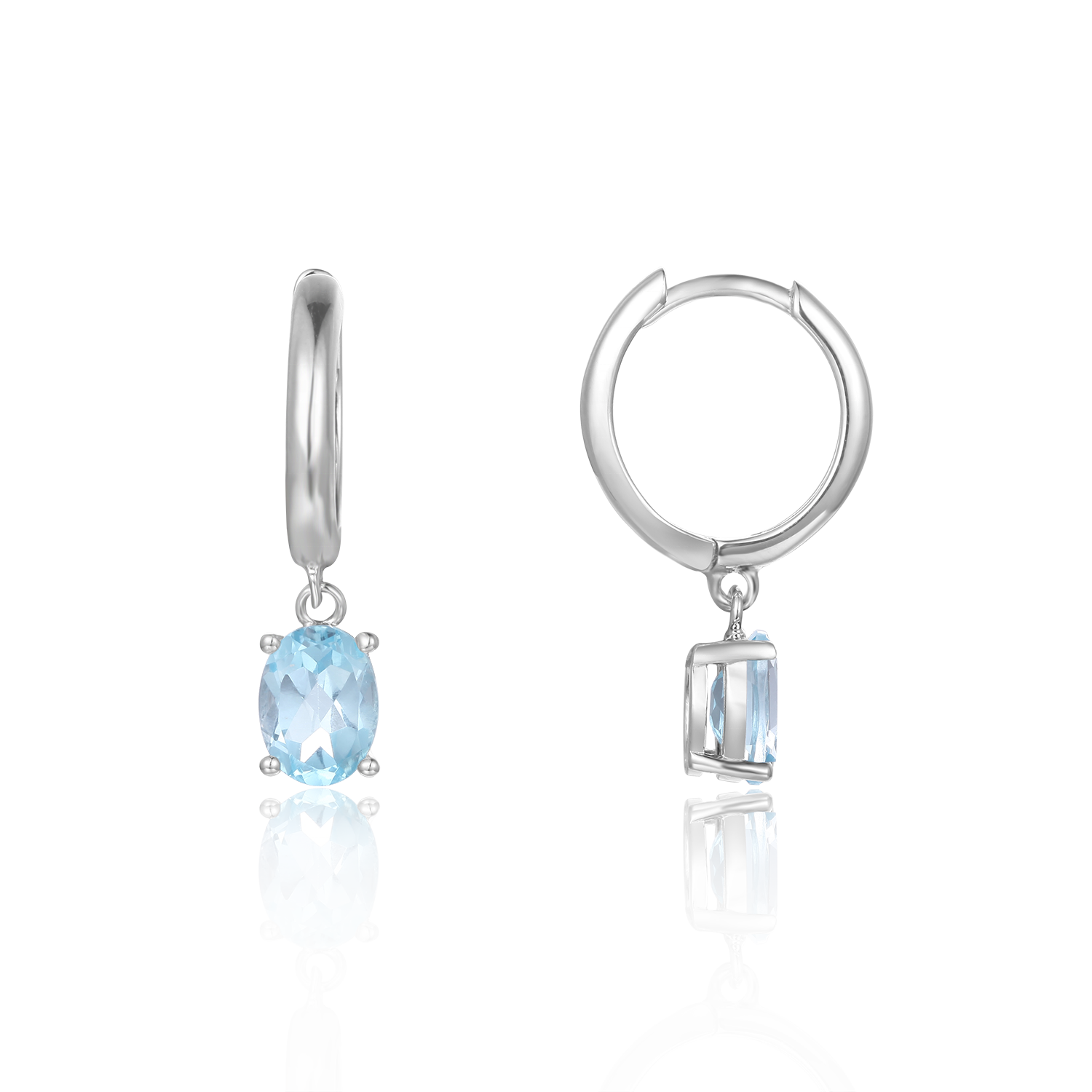 Abiding Jewelry Wholesale Selling Natural Blue Topaz Gemstone 925 Sterling Silver Earrings for Women