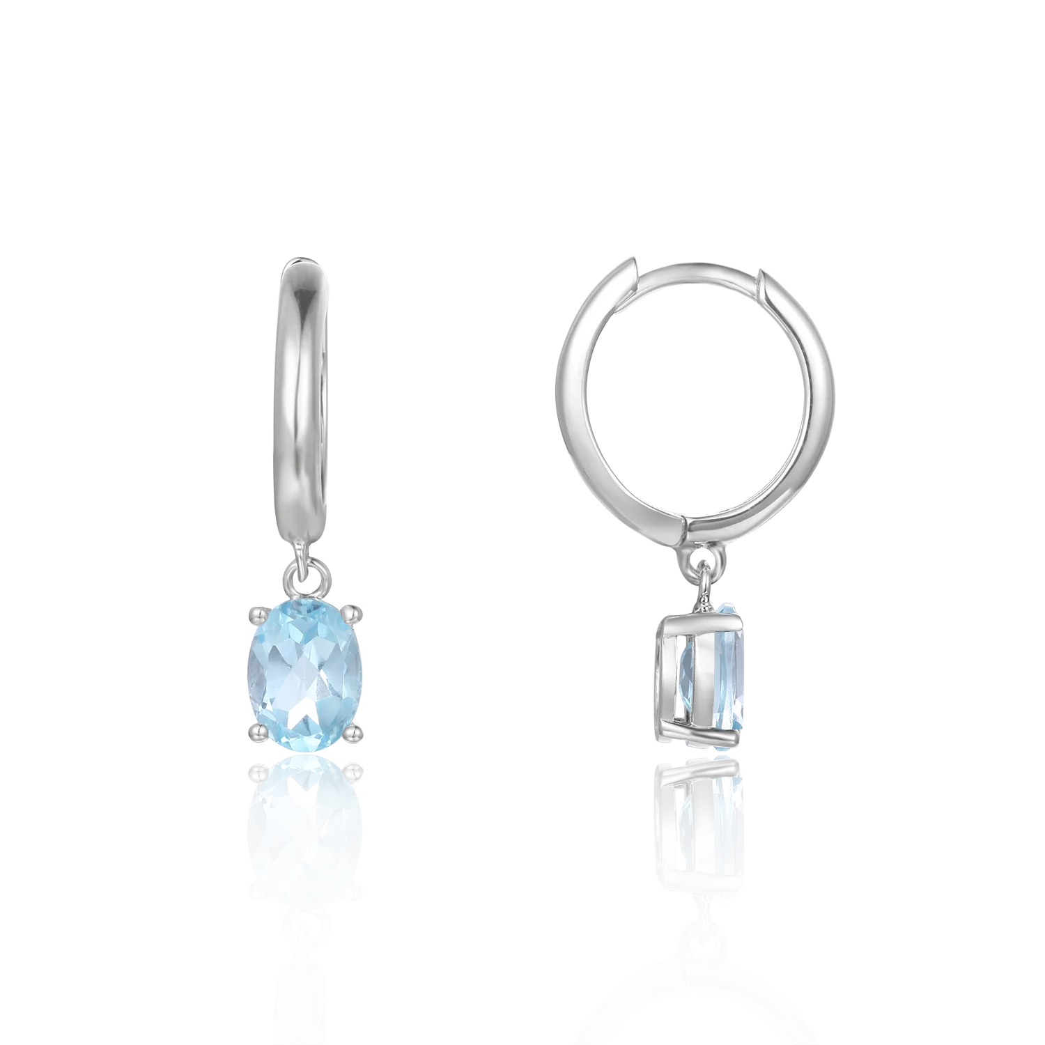 Abiding Jewelry Wholesale Selling Natural Blue Topaz Gemstone 925 Sterling Silver Earrings for Women
