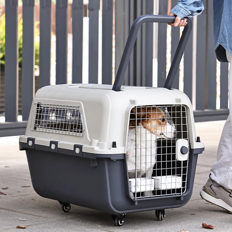 Pet Crate Durable  Heavy Duty Dog Cat Kennel  Airline Approved Carrier Travel Dog and Cat Crate for Large Dogs Indoor or Outdoor