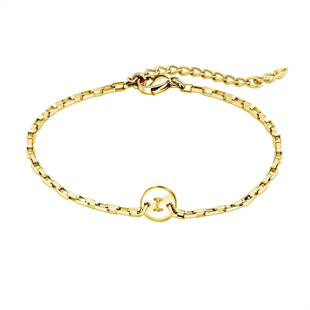 A-Z English Letter Openning Bangle  Bracelet With 26 Letter Charm Pendant Bracelet for Women