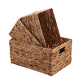 Hot Sale Large Rectangular Folding Storage Basket Handmade Sustainable Straw Organizer Toys Water Hyacinth Grass Storage Box