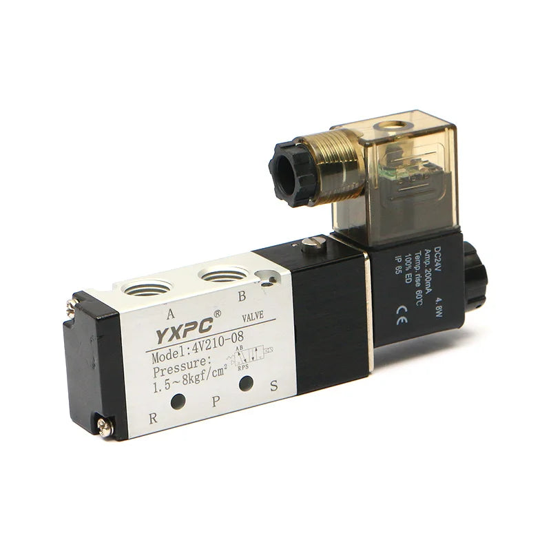 YXPC Custom Full Metal Medium Temperature 1.0Mpa 12v 24 Volt 4v210-08 Magnetic Control 5/2 Pneumatic Air Solenoid Valve
