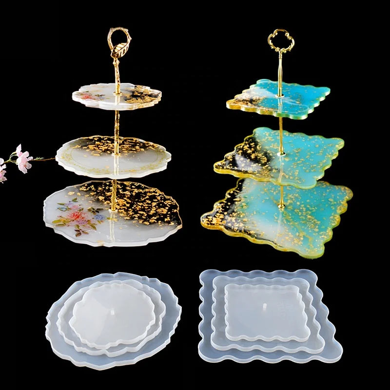 DIY Crystal Silicone Mold Three-layer Fruit Plate Tea Plate Epoxy Resin Mold Cup Pad Mould for Resin Art Home Decoration