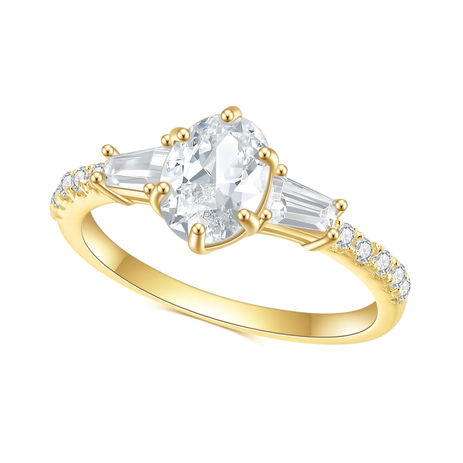 OL0912 Abiding Fine Delicate Classic Design Gems Wedding Jewelry Gold Plated 925 Sterling Silver Three Stone Ring