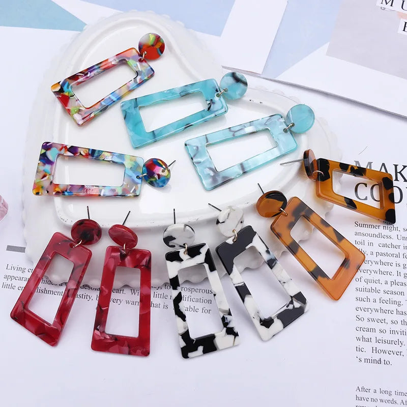 Wholesale Trapezoid Resin Acetate Acrylic Earring Jewelry for Women