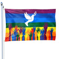 3x5ft Polyester Custom Dove of Peace Rainbow Flags Love and Peace Flags for Outdoor Indoor Decoration