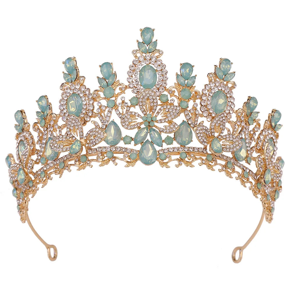 Crystal Flowers Bridal Tiaras Queen Crown Rhinestone Pageant Wedding Costume Hair Accessories