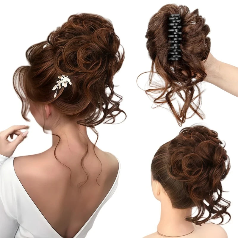 Wholesale Fashionable Elastic Hair Scrunchie Ponytail Claw Clips Hair Bun Accessories Donut Updo Ponytail Extension
