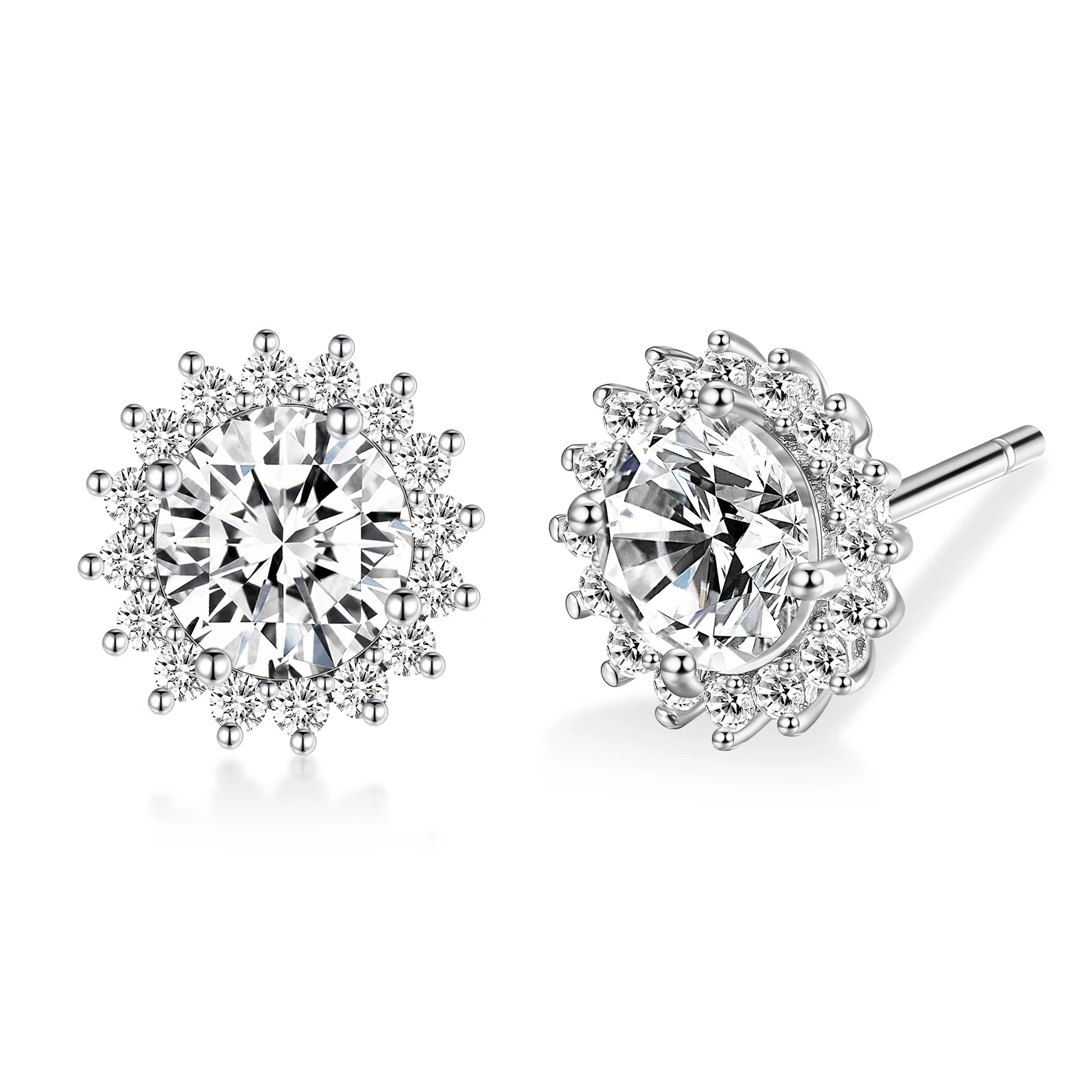 OEM/ODM Classic Hypoallergenic Fashion Jewelry Diamond Cubic Zirconia 925 Sterling Silver Stud Earrings for Women's Anniversary