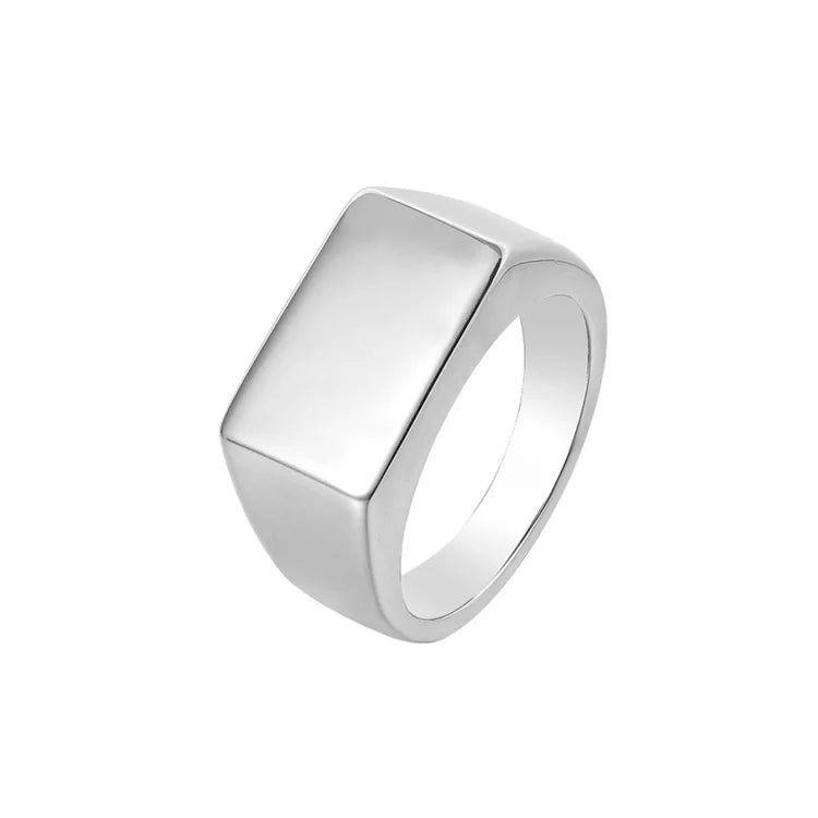 Minimalist Jewelry Custom Engraved Letter Ring square DIY Blank Finger Rings Jewelry