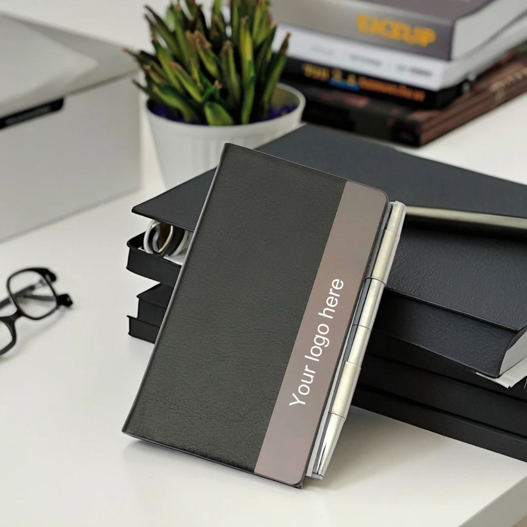 2026 New Design Promotional Portable Leather Cover Executive Pocket Notebook with Pen for Wholesale