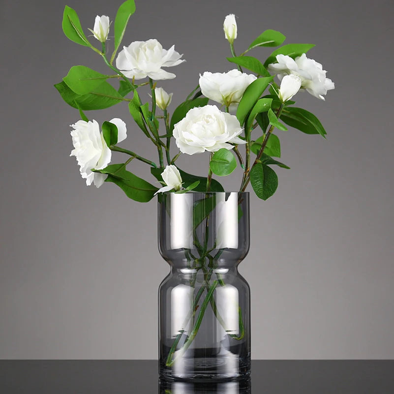Nordic Light Luxury Glass Vase Hand Painted in Traditional Style Crafted with Real Gold