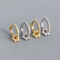 SP Luxury Style Special Design High Quality S925 Sterling Silver Made Star Drop Zircon Hoop Earrings