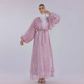 Wholesale Muslim Women Dress Beautiful Organza Outerwear Abaya Fashion Islamic Clothing Front Open Abaya